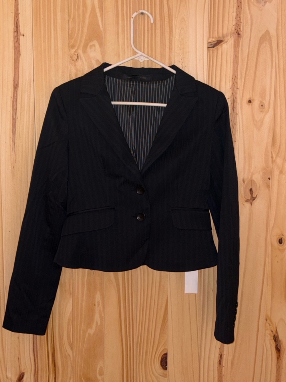 Vintage Express Design Studio Black Women's Two-Button Pinstripe Blazer